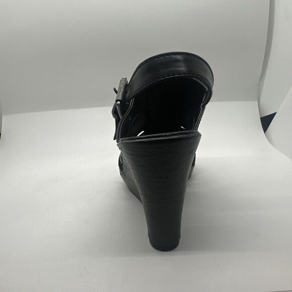 NINE WEST  Black Ankled Strap Healed Sandals Size 5 1/2 Buckle - Picture 6 of 16